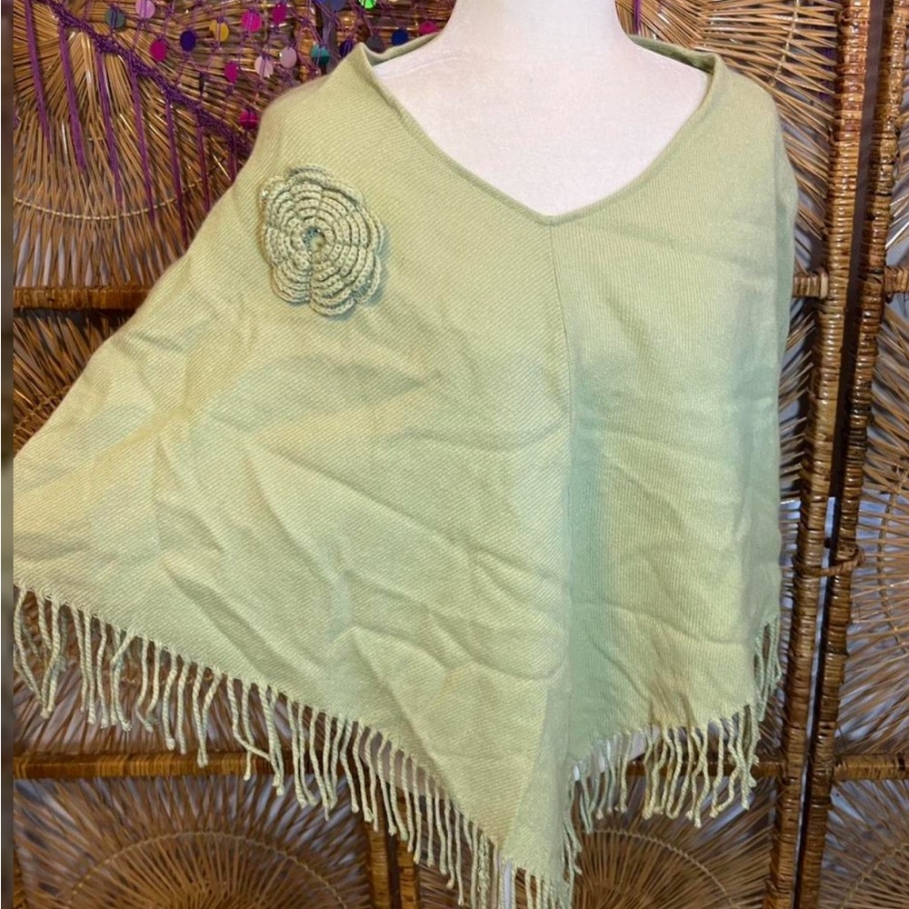 Elegant Green Poncho Sweater
